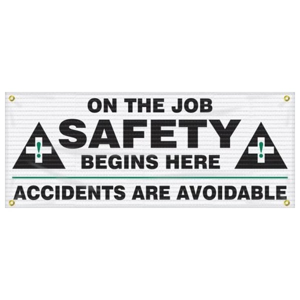Accuform MESH BANNERS ON THE JOB SAFETY BEGINS MBM303 MBM303 - main